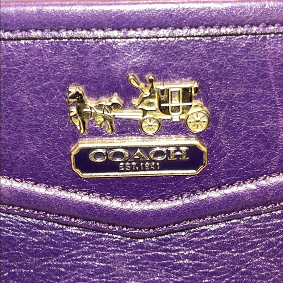 Coach Deep Purple Leather Wristlet - Picture 3 of 10